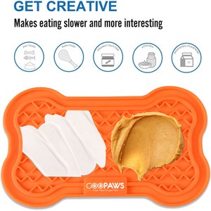 GOOPAWS Silicone Dog Lick Mat, Orange/Blue, 2 count