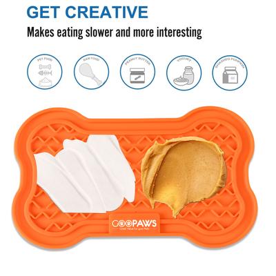 Show full view: GOOPAWS Silicone Dog Lick Mat, Orange/Blue, 2 count slide 5 of 9