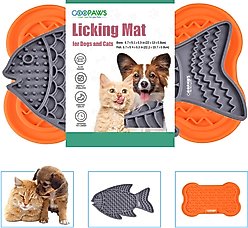 GOOPAWS Silicone Dog Lick Mat, Orange/Grey, 2 count