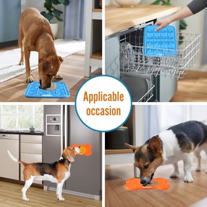 GOOPAWS Silicone Dog Lick Mat, Orange/Blue, 2 count