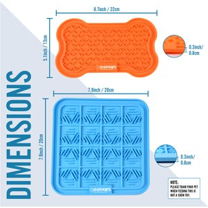 GOOPAWS Silicone Dog Lick Mat, Orange/Blue, 2 count