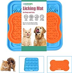 GOOPAWS Silicone Dog Lick Mat, Orange/Blue, 2 count