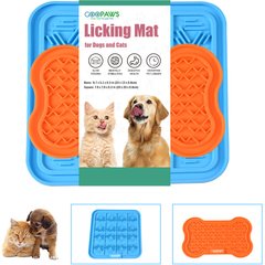GOOPAWS Silicone Dog Lick Mat, Orange/Blue, 2 count