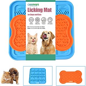 GOOPAWS Silicone Dog Lick Mat, Orange/Blue, 2 count