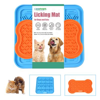 Show full view: GOOPAWS Silicone Dog Lick Mat, Orange/Blue, 2 count slide 1 of 9