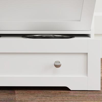 Show full view: PawHut Dog Feeding Station with Two Storage Cabinets, White, 23.6 x 13.8 x 39.4-in slide 9 of 9