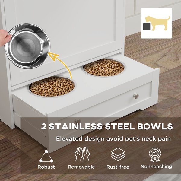 PawHut Dog Feeding Station with Two Storage Cabinets