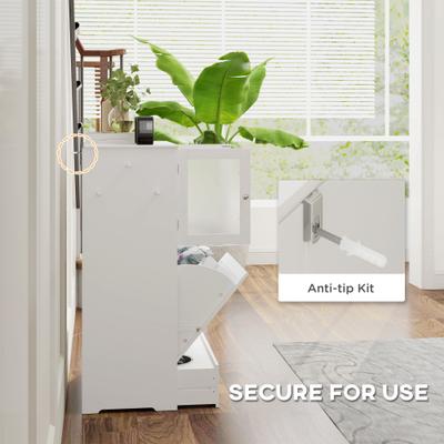 Show full view: PawHut Dog Feeding Station with Two Storage Cabinets, White, 23.6 x 13.8 x 39.4-in slide 7 of 9