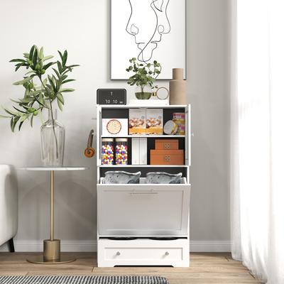 Show full view: PawHut Dog Feeding Station with Two Storage Cabinets, White, 23.6 x 13.8 x 39.4-in slide 8 of 9