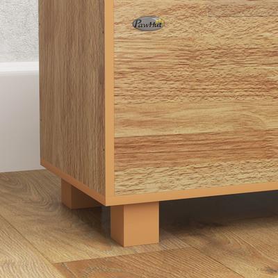 Show full view: PawHut Elevated Slow Feeder Dog Bowls with Storage, Oak, 14 x 23.6 x 11.8-in slide 9 of 9