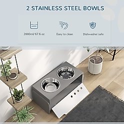 PawHut Height Adjustable Dog Bowls, Gray, 24.6 x 11.8 x 14.4-in slide 2 of 9