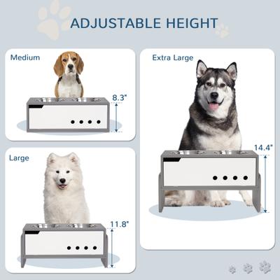 Show full view: PawHut Height Adjustable Dog Bowls, Gray, 24.6 x 11.8 x 14.4-in slide 6 of 9