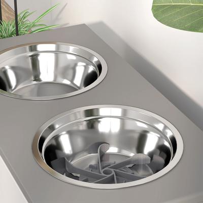 Show full view: PawHut Height Adjustable Dog Bowls, Gray, 24.6 x 11.8 x 14.4-in slide 9 of 9