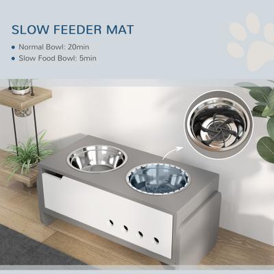 Show full view: PawHut Height Adjustable Dog Bowls, Gray, 24.6 x 11.8 x 14.4-in slide 5 of 9