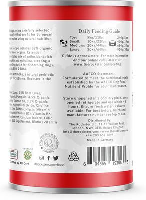 Show full view: Rockster Boeuf Du Cap Complete Organic Beef Recipe Wet Dog Food, 12-oz can, case of 12 slide 4 of 5