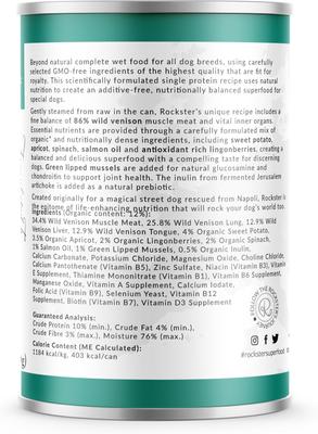 Show full view: Rockster Sound of Game Complete Wild Venison Recipe Wet Dog Food, 12-oz can, case of 12 slide 3 of 5