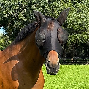 Ace Equestrian PRO4MANCE Com4rt Stretch Breathable Horse Fly Mask, Black