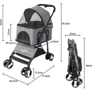 BingoPaw Dog & Cat Stroller, Grey