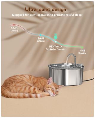 Show full view: PEKTACO Stainless Steel Cat Water Fountain with Metal Spout & 6 Replacement Filters, 3.2 liter slide 4 of 9