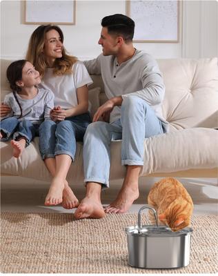 Show full view: PEKTACO Stainless Steel Cat Water Fountain, 3.2 liter slide 8 of 9