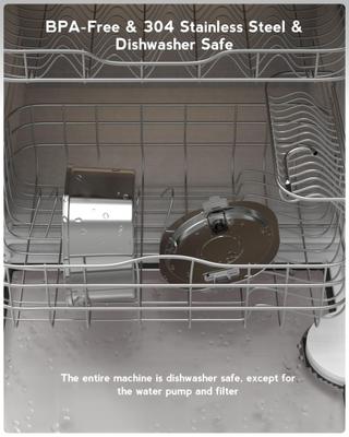 Show full view: PEKTACO Stainless Steel Cat Water Fountain, 3.2 liter slide 5 of 9