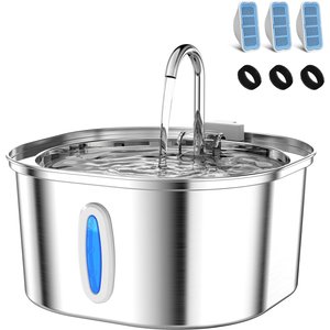 Neareal VB-01 Stainless Steel Cat Water Fountain with 4 Filters & 4 Sponges, 108-oz