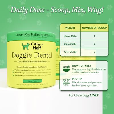 Show full view: Other Half Bacon Flavor Dog Dental Supplement, 45 scoops slide 9 of 10