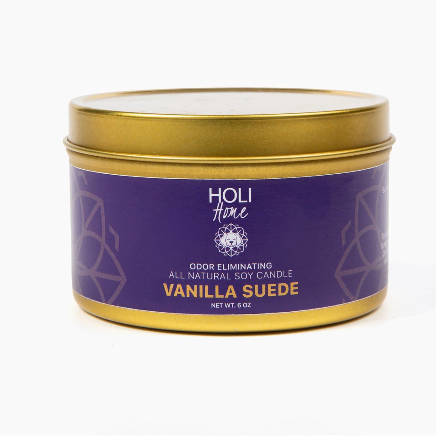 HOLI All Natural Soy Wax Pet Odor Elimination Candle, Vanilla Suede, 6-oz