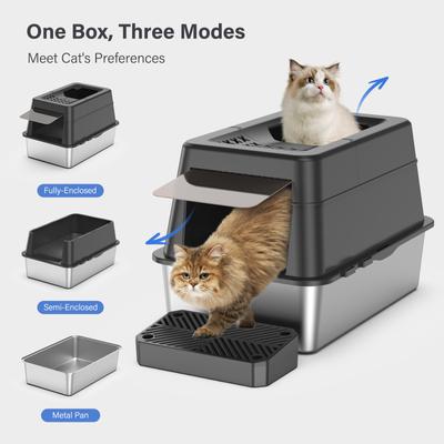 Show full view: Aphyxen Stainless Steel Enclosed Cat Litter Box, Black slide 9 of 11