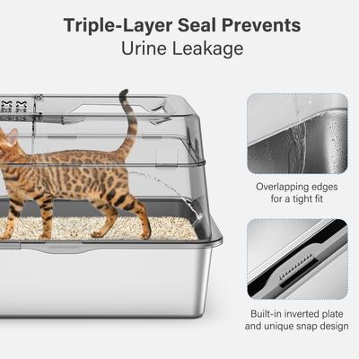 Aphyxen Stainless Steel Enclosed Cat Litter Box