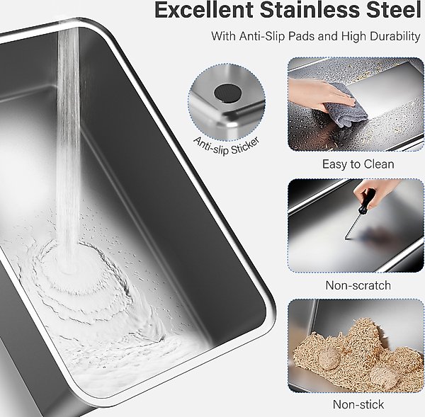 Aphyxen Stainless Steel Enclosed Cat Litter Box