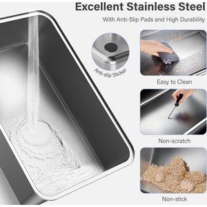 Aphyxen Stainless Steel Enclosed Cat Litter Box, Grey