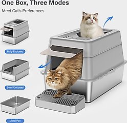 Aphyxen Stainless Steel Enclosed Cat Litter Box, Grey slide 2 of 8