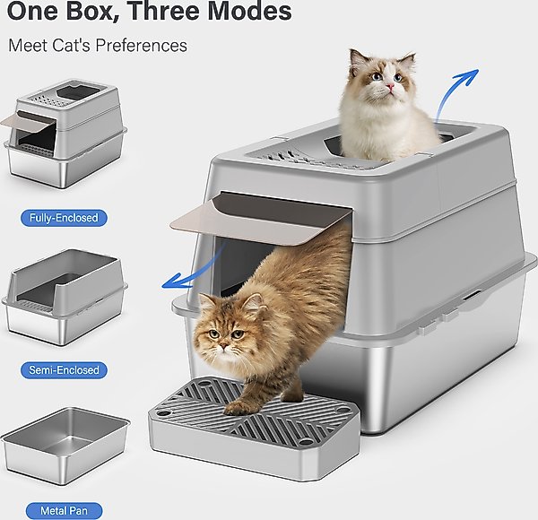 Aphyxen Stainless Steel Enclosed Cat Litter Box
