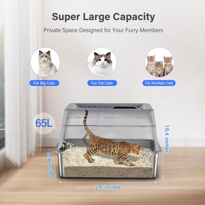 Aphyxen Stainless Steel Enclosed Cat Litter Box
