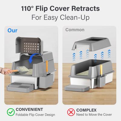 Aphyxen Stainless Steel Enclosed Cat Litter Box