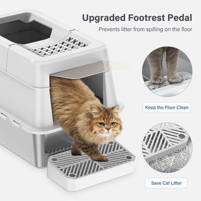 Show full view: Aphyxen Stainless Steel Enclosed Cat Litter Box, White slide 7 of 11