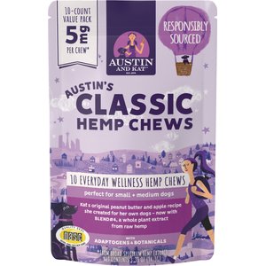 Austin and Kat Calming 5mg Broad Spectrum Hemp Chews Supplement for Dogs, 10 count