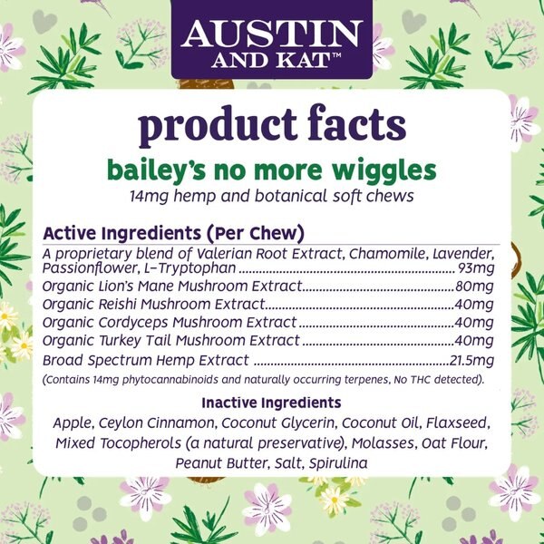 Austin and Kat Calming 10mg Broad Spectrum Hemp Chews Supplement for Dogs