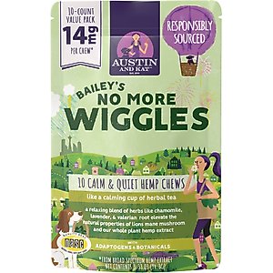 Austin and Kat Bailey's Calm & Quiet 14mg Broad Spectrum Hemp Chews Supplement for Dogs, 10 count