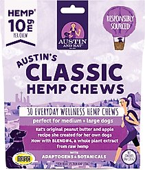 Austin and Kat Calming 10mg Broad Spectrum Hemp Chews Supplement for Dogs, 30 count