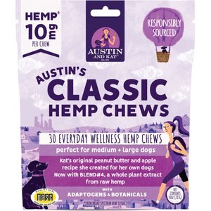 Austin and Kat Calming 10mg Broad Spectrum Hemp Chews Supplement for Dogs, 30 count