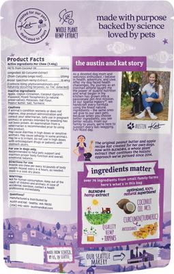 Show full view: Austin and Kat Calming 10mg Broad Spectrum Hemp Chews Supplement for Dogs, 10 count slide 3 of 6