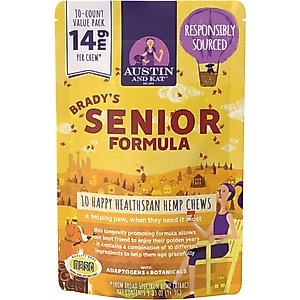 Austin and Kat Brady's All-in-1 Senior Support 14mg Broad Spectrum Hemp Chews Supplement for Dogs, 10 count