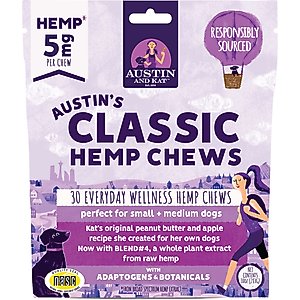 Austin and Kat Calming 5mg Broad Spectrum Hemp Chews Supplement for Dogs, 30 count