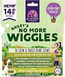 Austin and Kat Bailey's Calm & Quiet 14mg Broad Spectrum Hemp Chews Supplement for Dogs, 30 count