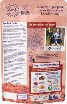 Show full view: Austin and Kat Bakko's Total Hip & Joint 14mg Broad Spectrum Hemp Chews Supplement for Dogs, 10 count slide 3 of 6