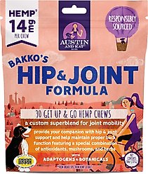 Austin and Kat Bakko's Total Hip & Joint 14mg Broad Spectrum Hemp Chews Supplement for Dogs, 30 count