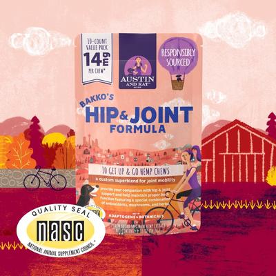 Show full view: Austin and Kat Bakko's Total Hip & Joint 14mg Broad Spectrum Hemp Chews Supplement for Dogs, 10 count slide 4 of 6