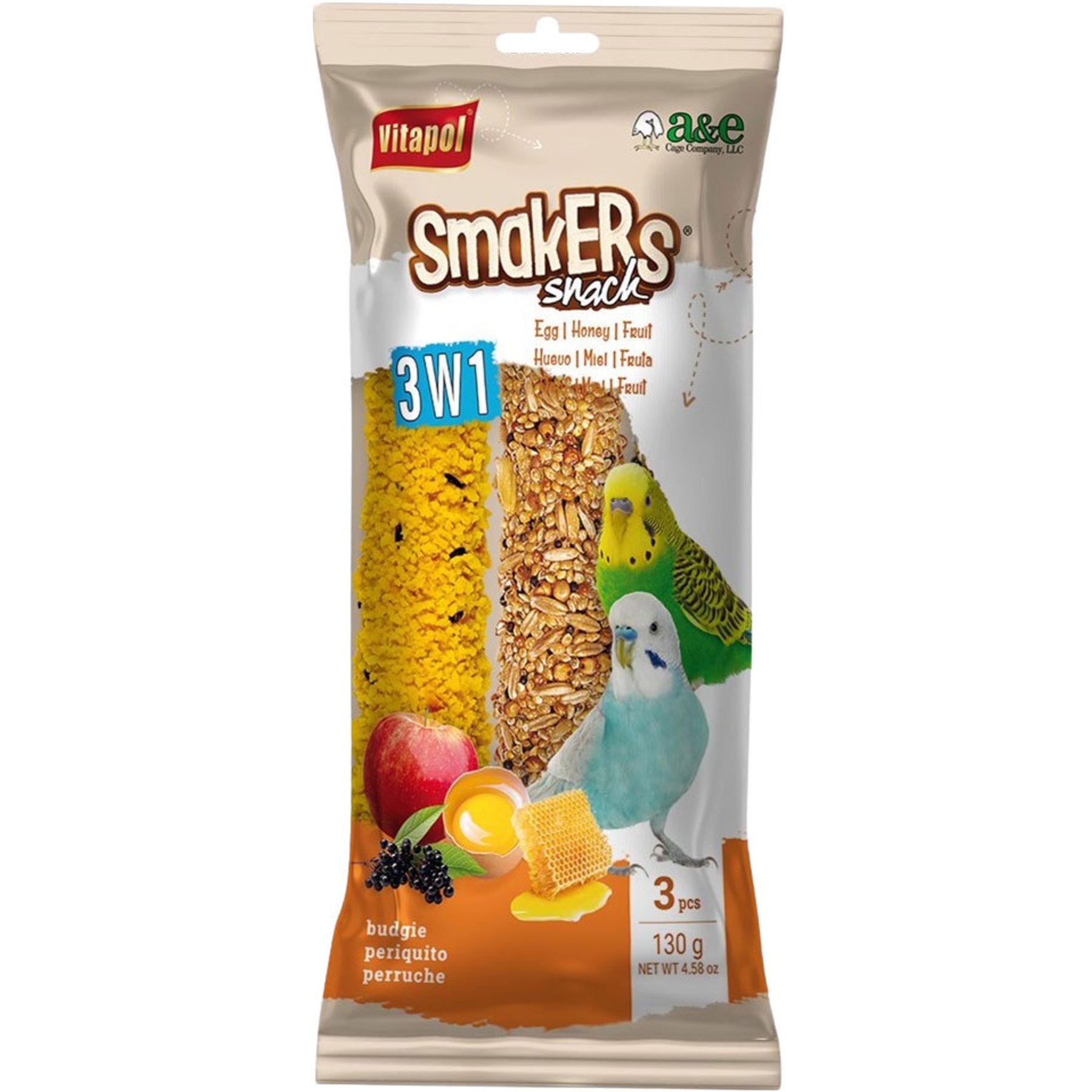 Vitapol by A&E Cage Company Parakeet Multi-Colored Smakers Sticks Triple Pack Bird Treats
